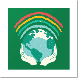 Earth Day 2024 Environmental Awareness Rainbow Posters and Art